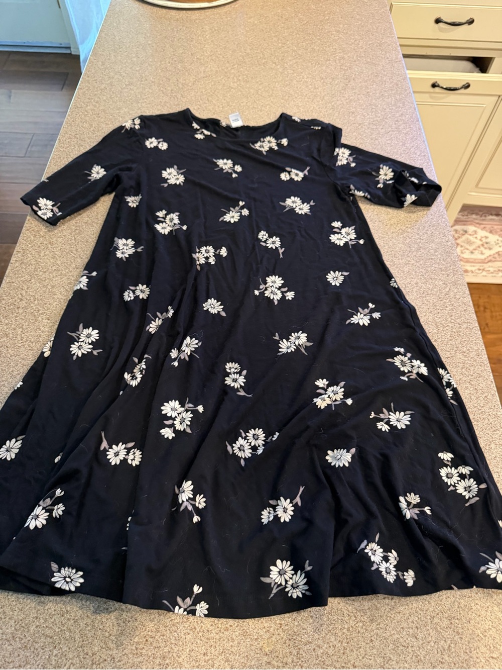 Old Navy Navy Floral A-Line Swing Dress